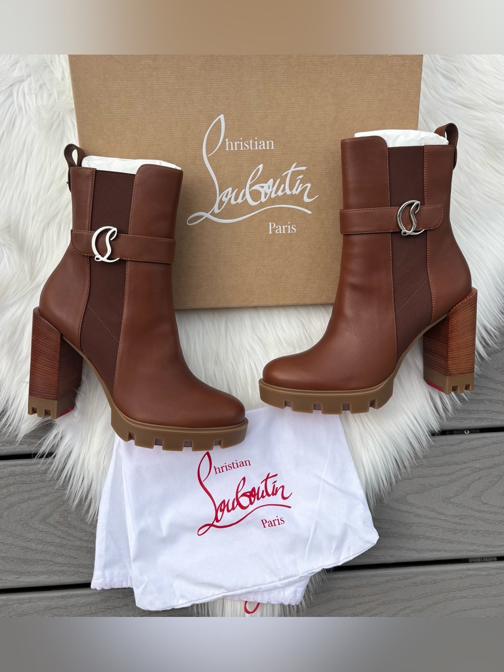 Christian Louboutin Logo Heel Boots